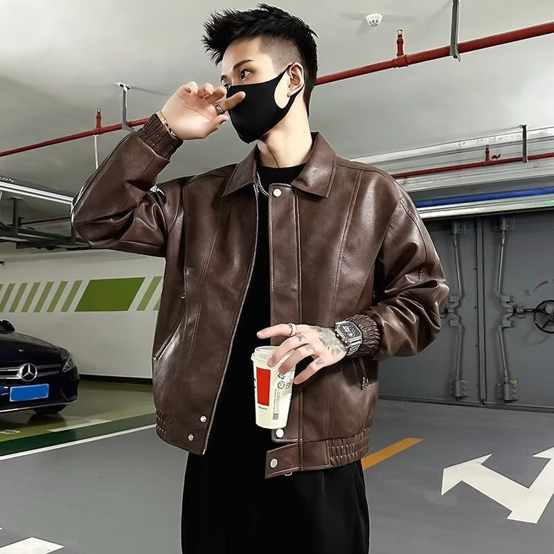 INSTOCK-Men's Trendy Biker Leather Jacket | Slim Fit Style