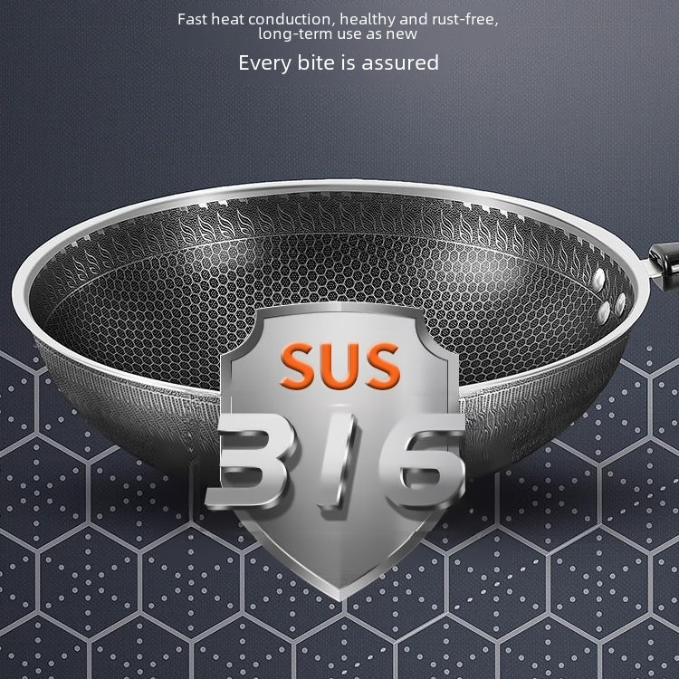 316 Stainless Steel Honeycomb Wok – Non-Stick Pan for Gas &