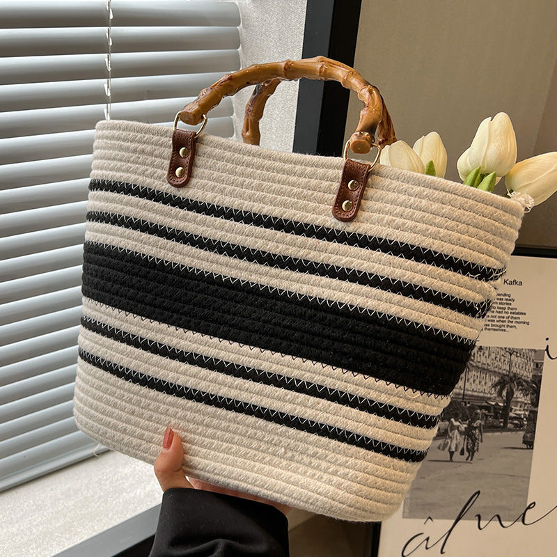 Seaside Straw Tote – Summer Beach Woven Bag