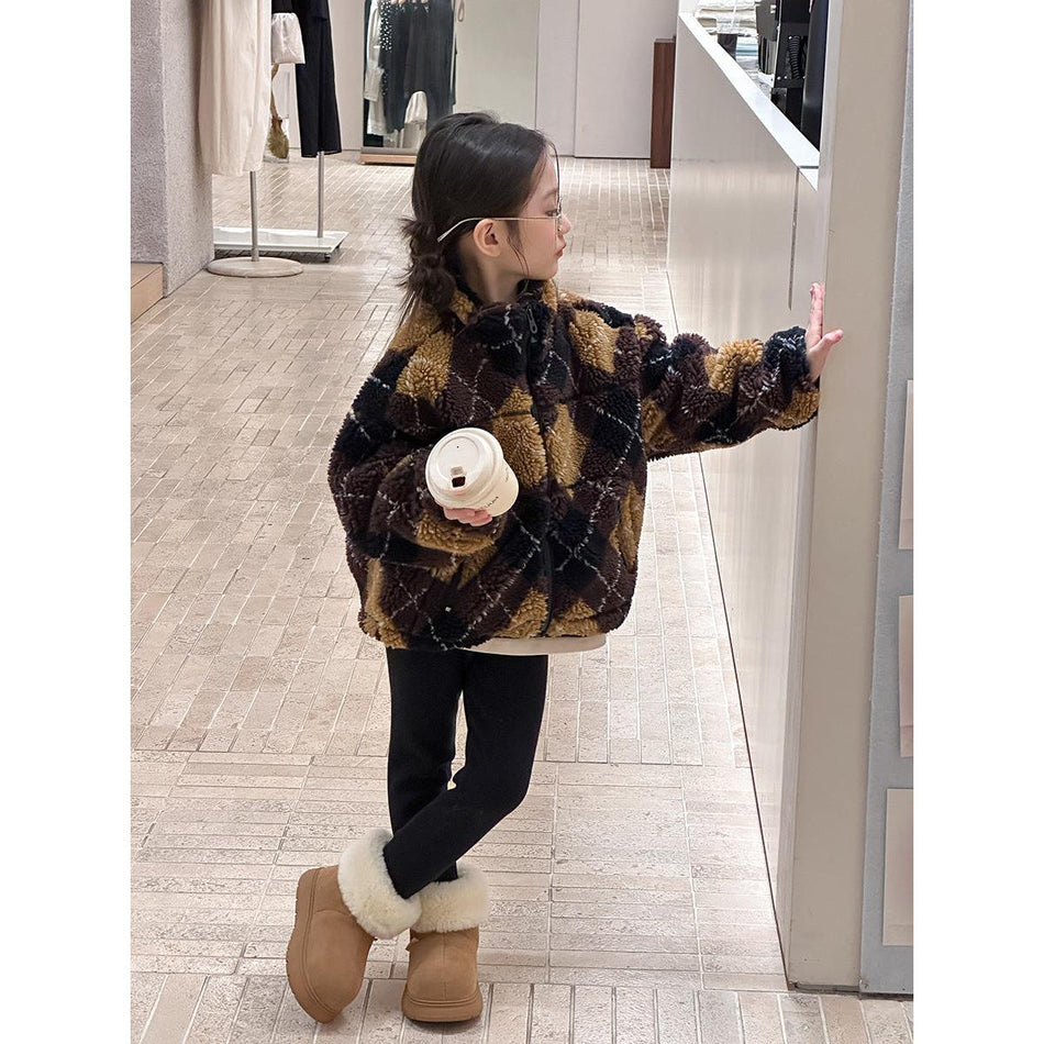 Aimobeibei Children's Retro Stand-Up Collar Jacket