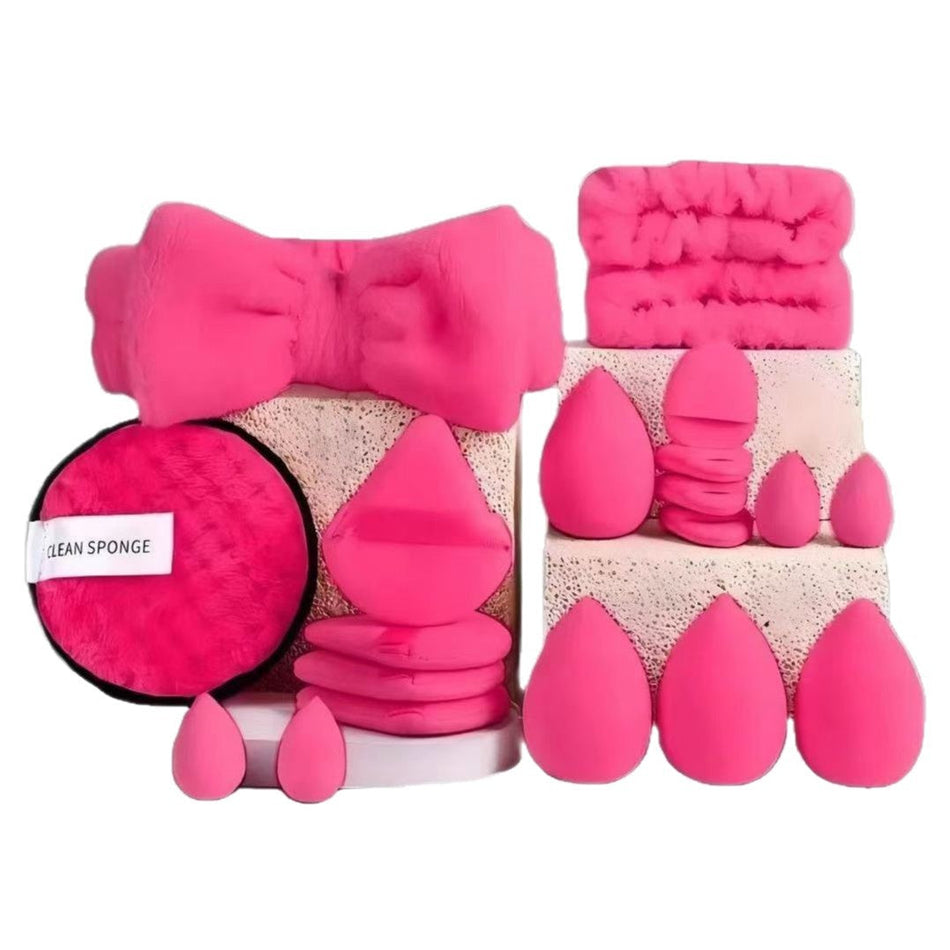 20Pc Coral Velvet Makeup Sponge Set – Triangle & Heart-Shaped