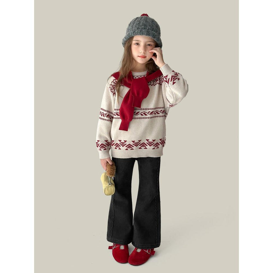 Girls Velvet Flared Jeans 2025 Winter
