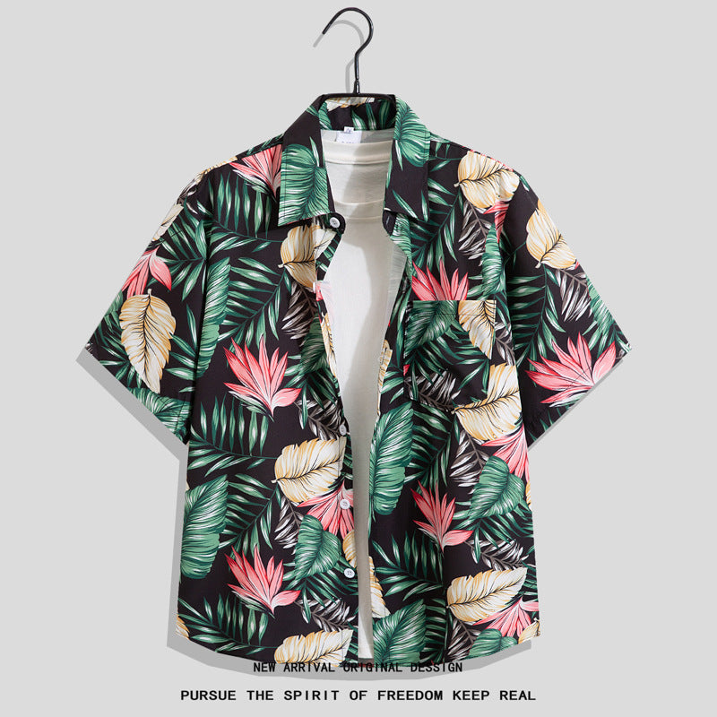 Men’s Summer Graffiti Hip-Hop Loose Casual Hawaiian Shirt