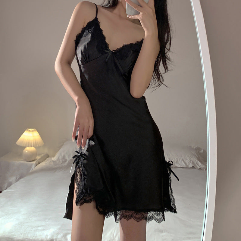 Pajamas Women's Summer Thin Sexy Sling Ice Silk Nightgown Pure