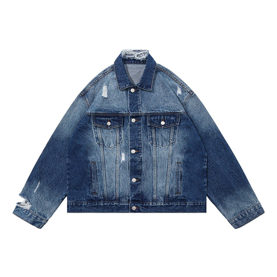 Men's 2025 Retro Washed Denim Jacket Autumn Winter Heavy
