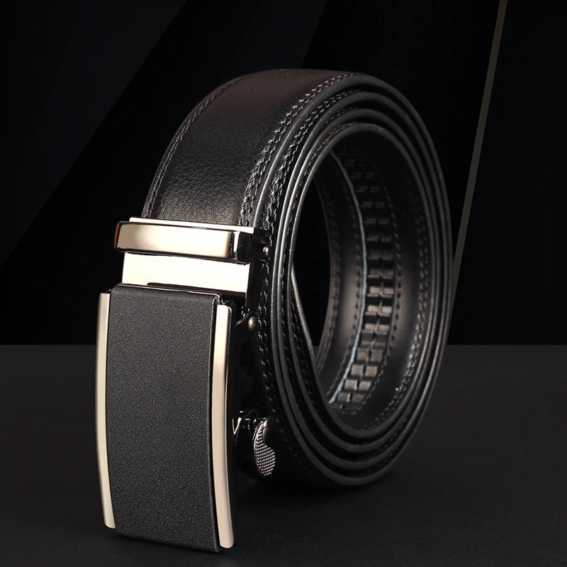 Men's Leather Belt – Two-Layer Cowhide Auto Buckle