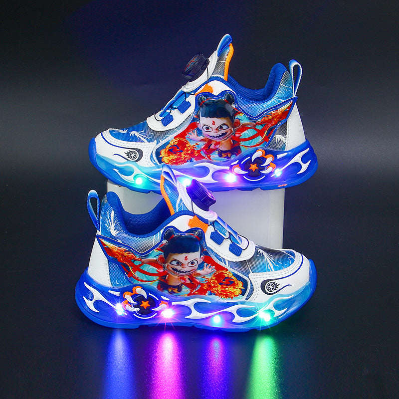 Boys Luminous Fleece Lined Sports Shoes for Autumn Winter XL