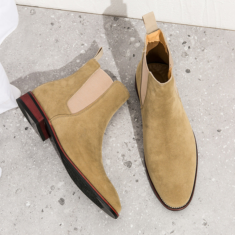 Men’s Mid-Top Chelsea Boots – Frosted Leather, Stylish Fit