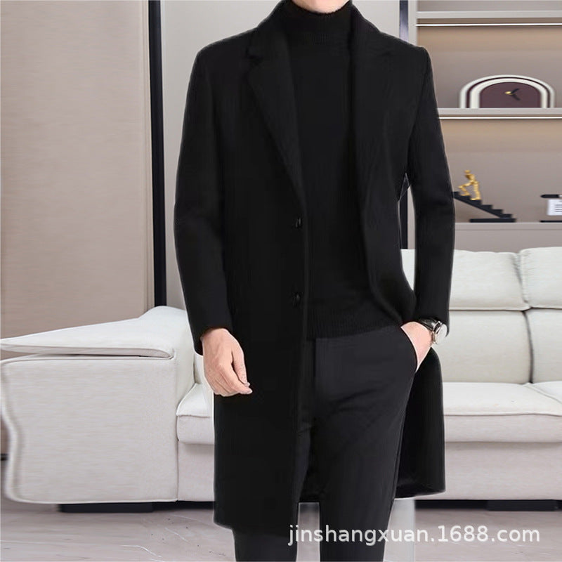 Men’s Wool Coat – Mid-Length Business Casual Gentleman Style