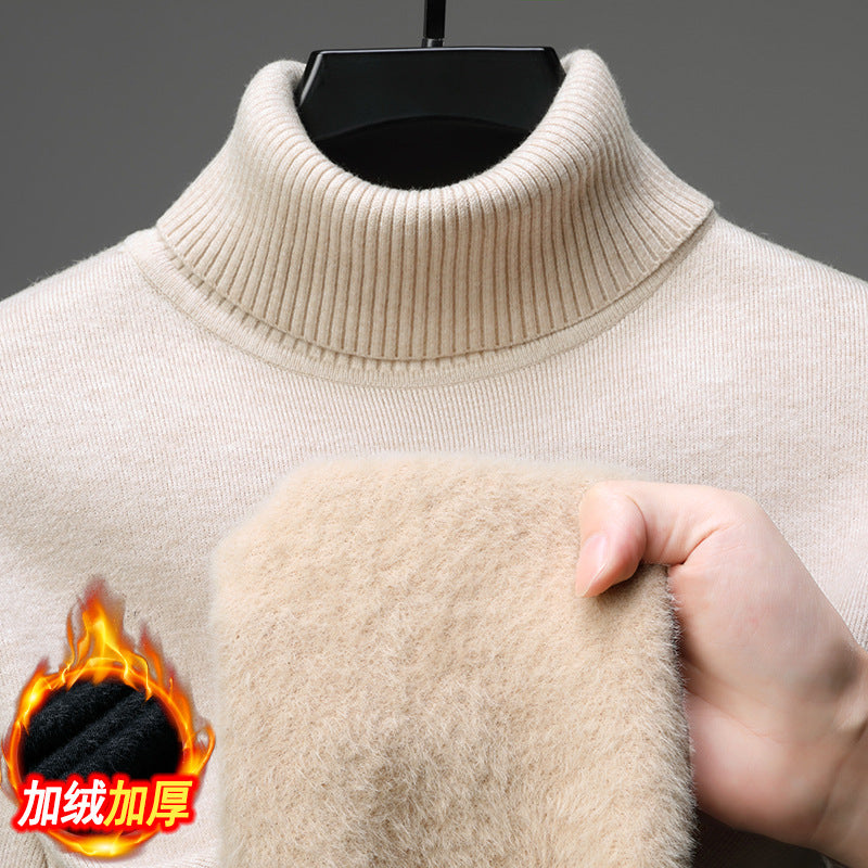 Men’s Velvet High-Collar Sweater Thick 2025 Autumn Winter