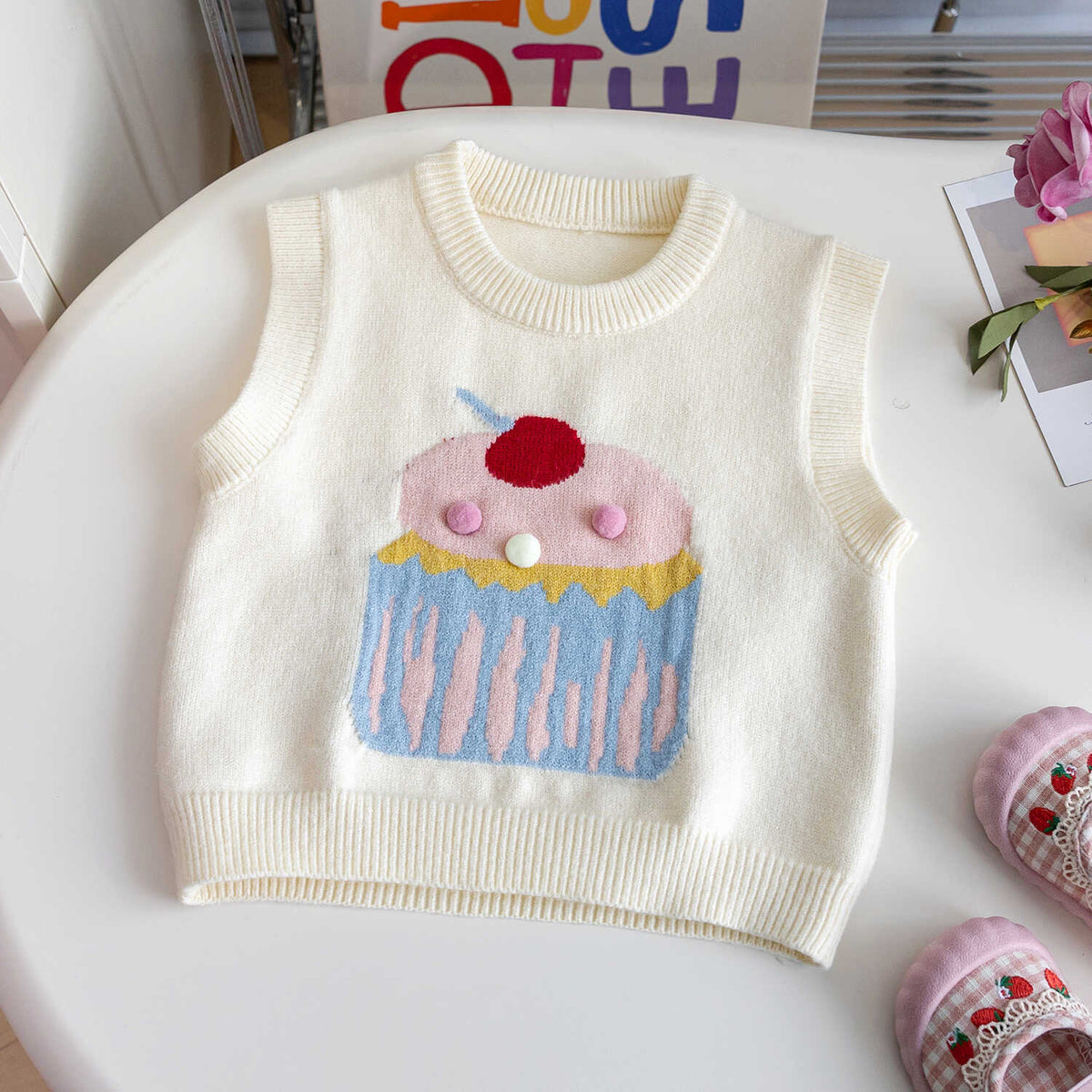 Baby Girls Cartoon Knitted Vest Autumn – Vests – Image 7