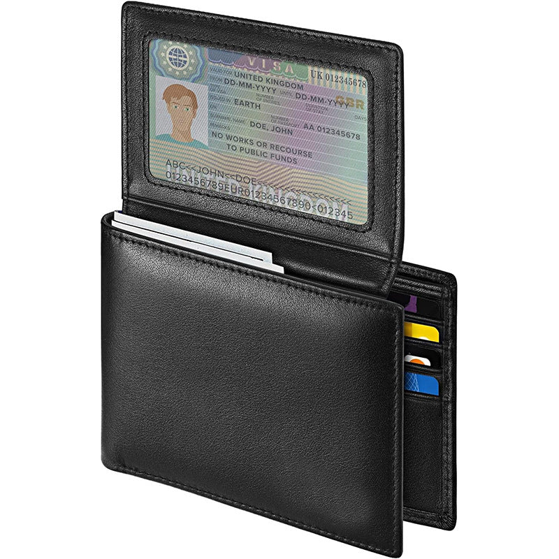 RFID Anti-Theft Bi-Fold Wallet – Leather Clip Style 2025