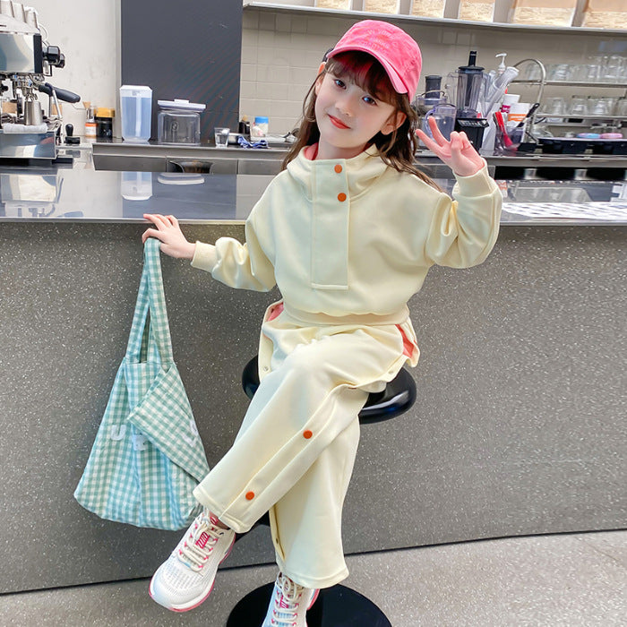 Girls Stand Collar Sweatshirt Set – Spring Autumn Outfit – Outfit Sets – Image 6