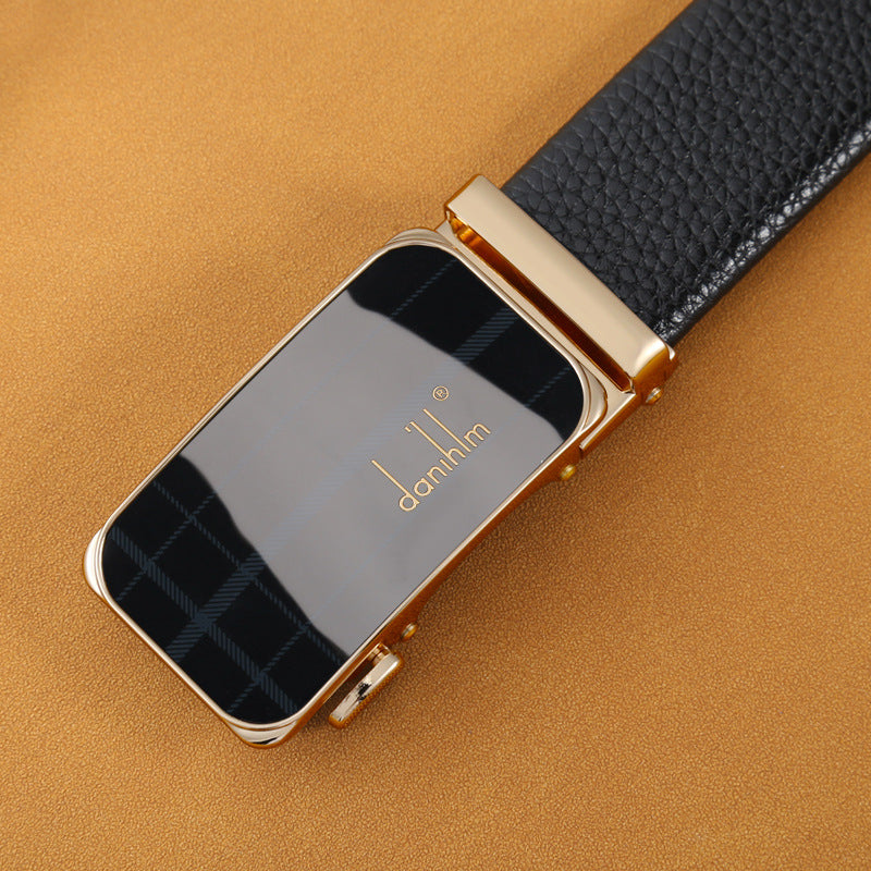 Men's automatic buckle sequin glass mirror alloy belt