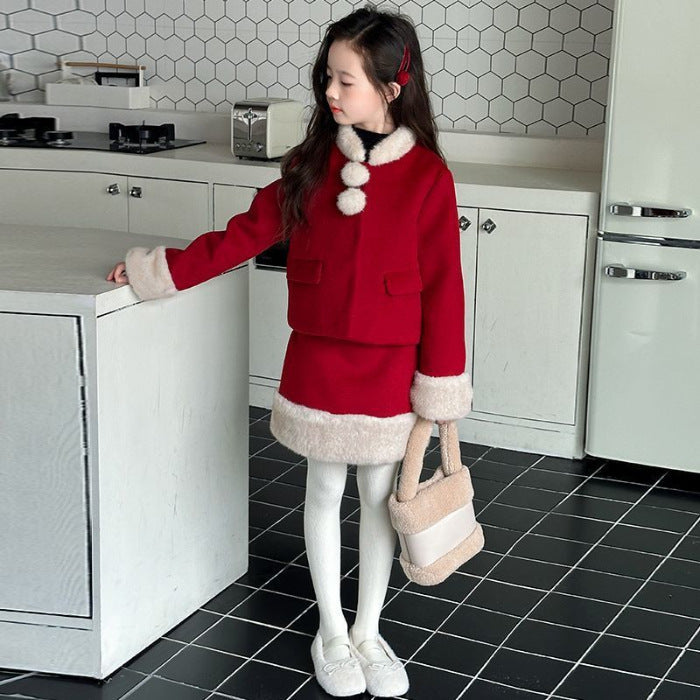 Girls Velvet Skirt Set – Winter Festive Outfit Dress – Outfit Sets – Image 6