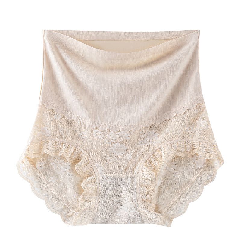 Lace Panties Women's High Waist Ice Silk Underwear (Pack of 2 )
