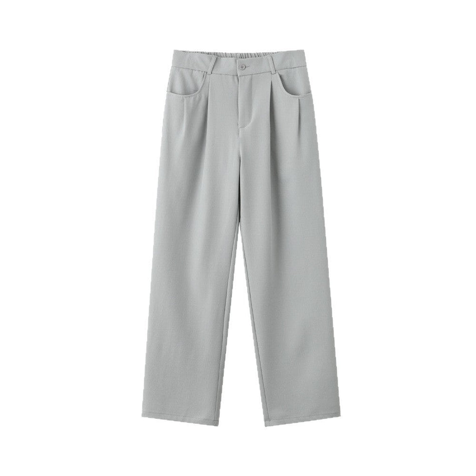 Pure Black Loose Straight Men’s Casual Suit Pants
