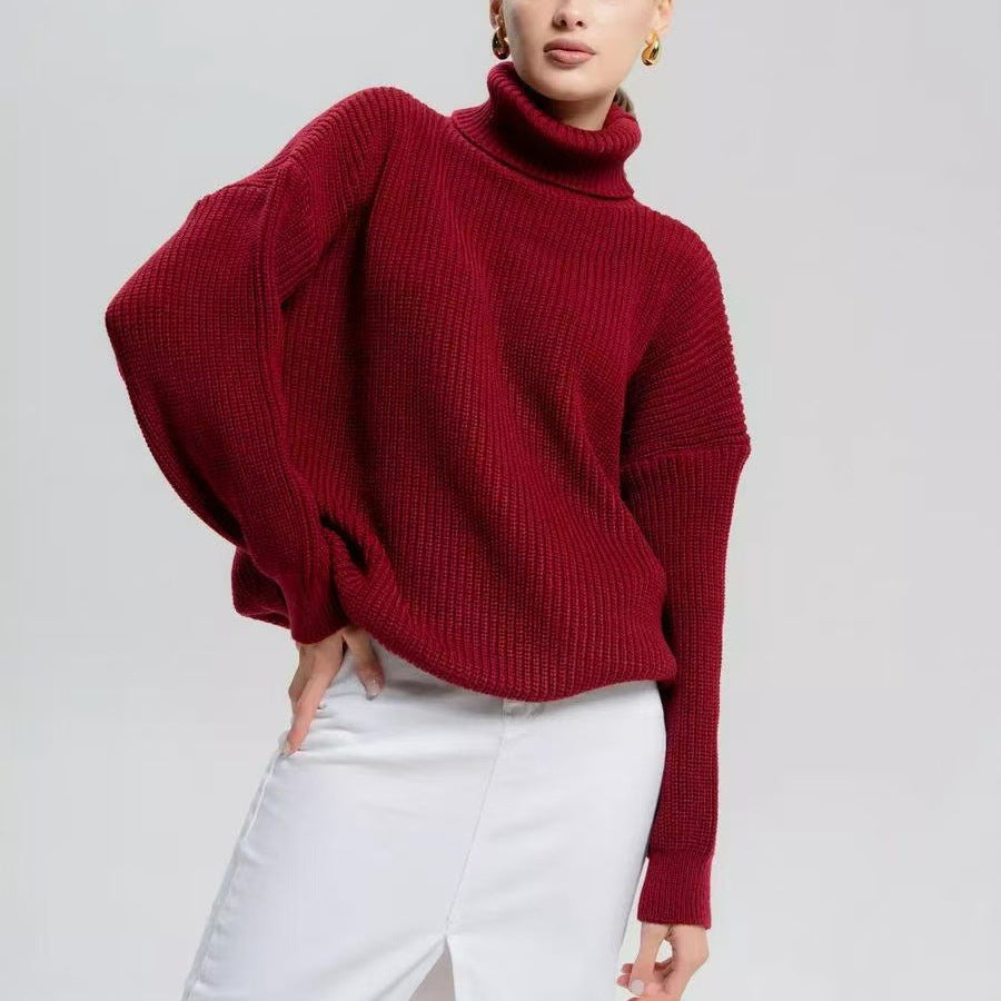 STOCK-Winter Women’s Loose Solid Turtleneck Sweater