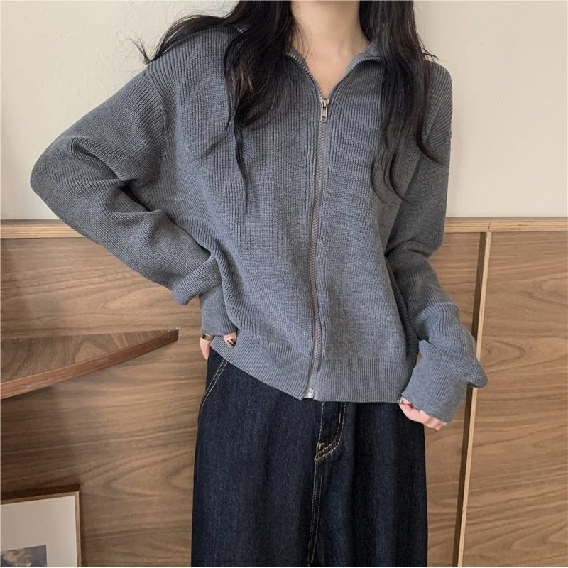 Women’s Winter Turtleneck Zipper Knit Cardigan Jacket