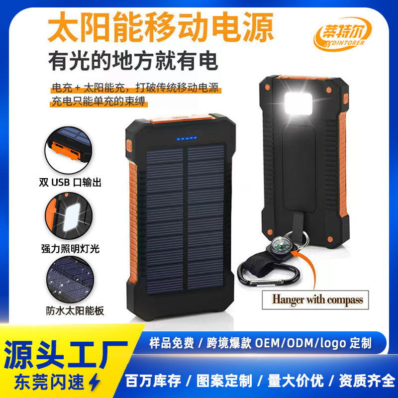 20000mAh Outdoor Solar Power Bank – LED Waterproof Mobile Charger