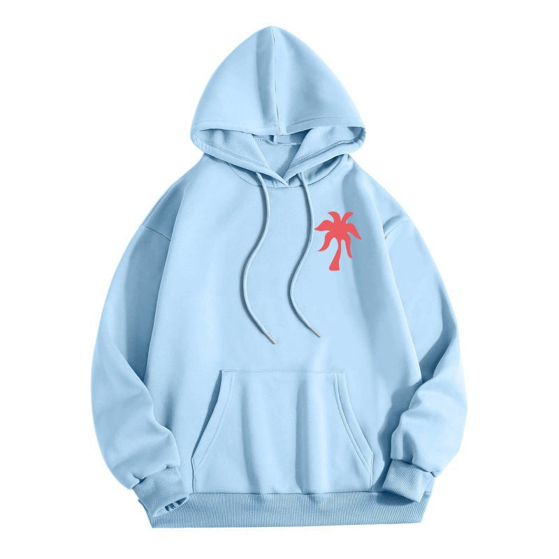 Women Dropped Shoulder Printed Hoodie European Loose Fit