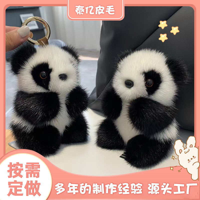 Plush Panda Keychain – Cute Bag & Car Accessory