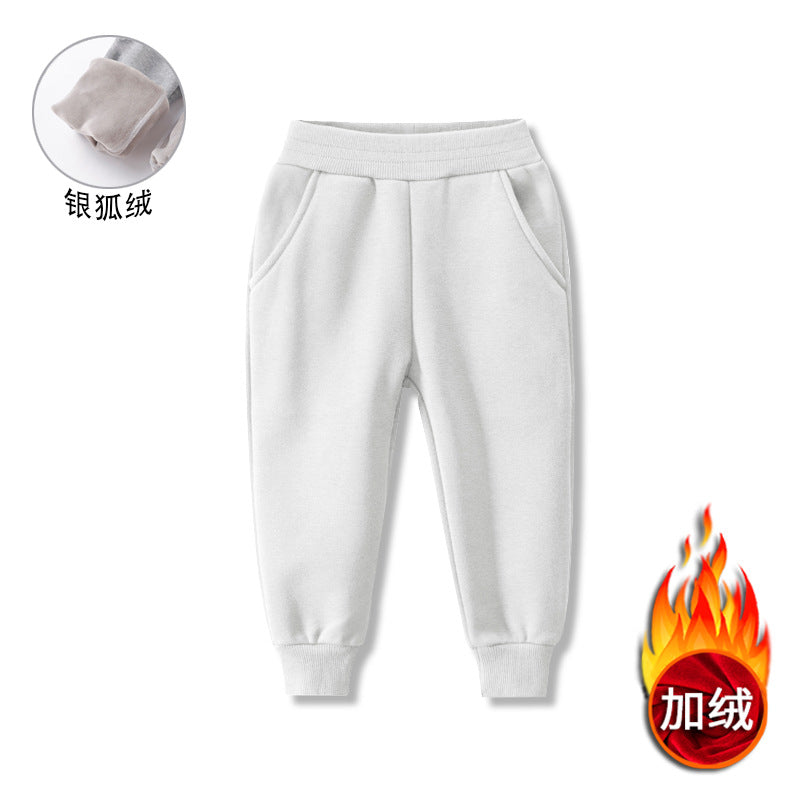 Kids Korean Soft Fleece-Lined Pants Autumn Winter