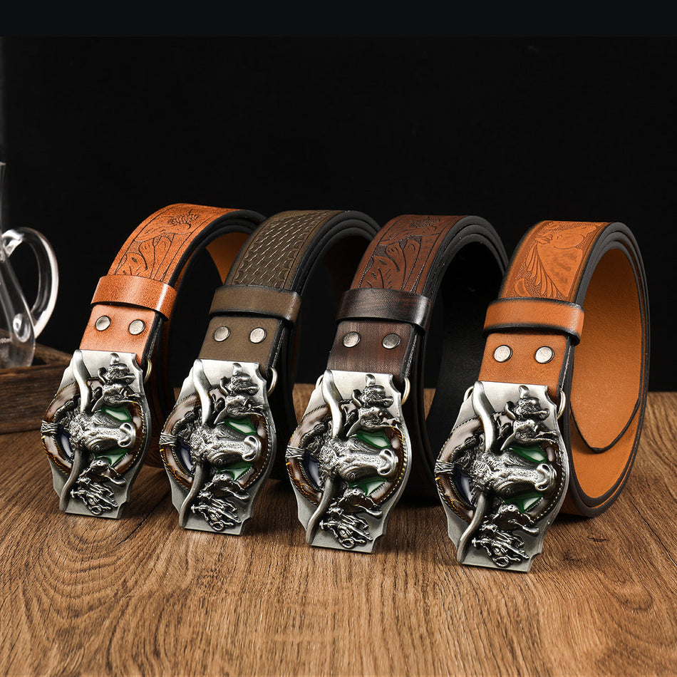 Vintage Plate Buckle Belt – Alloy Cattle Tow Design