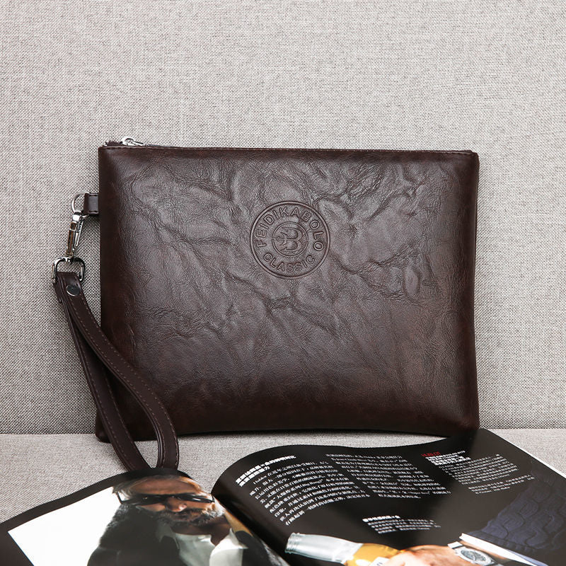 Men’s Soft Leather Large Capacity Clutch Bag