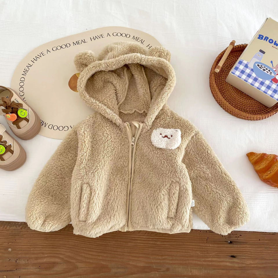 INSTOCK-Kids Plush Hooded Coat | Warm Autumn Winter Cardigan
