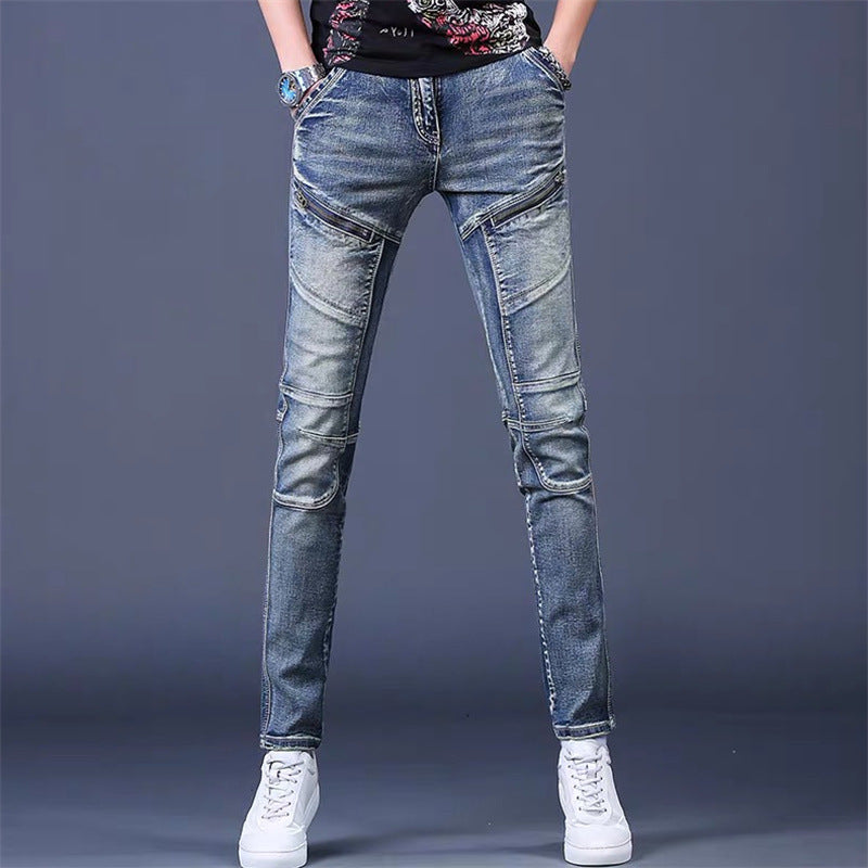 INSTOCK-Men’s Slim-Fit Vintage Jeans – Trendy Spring Autumn Pants