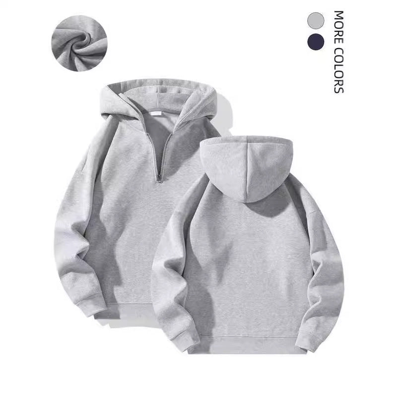 Unisex Half-Zip Hoodie – Autumn & Winter Loose Pullover