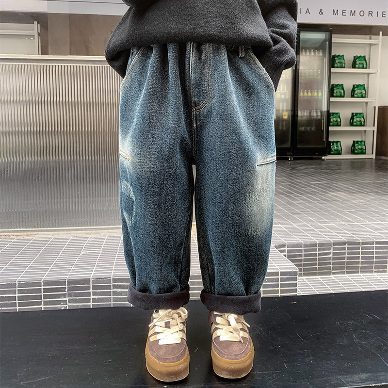 Boys Thick Fleece Jeans Autumn & Winter