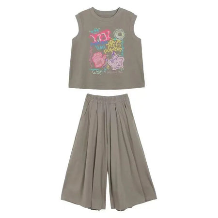 Girls’ Summer 2025 Vest & Wide-Leg Two-Piece Set – Summer Kids Fashion Nepal | Tudoholic