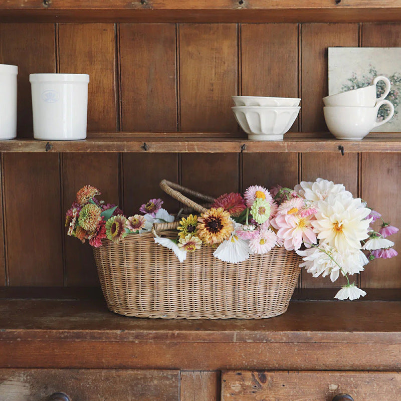 Woven Rattan Hand Basket for Flowers and Vegetables