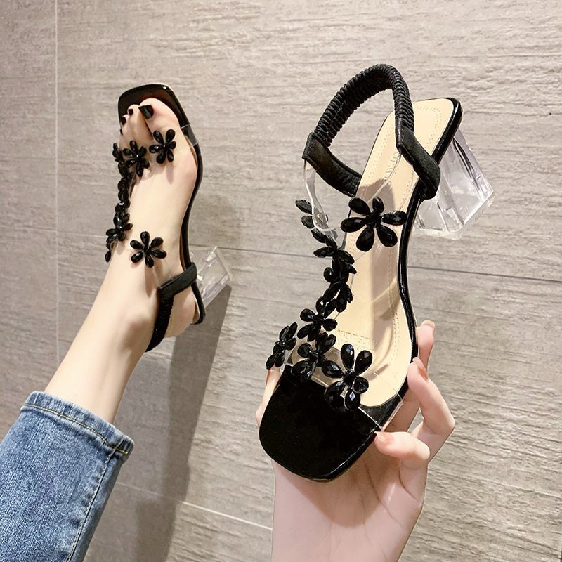 STOCK-Plus Size Crystal Heels – Transparent Sandals