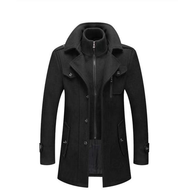Double Collar Woolen Business Coat