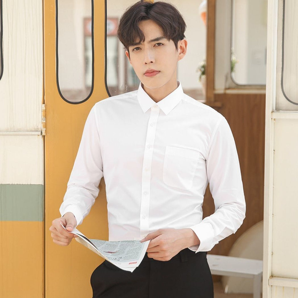 Slim Fit White Shirt – Business Wrinkle-Free Dress Top