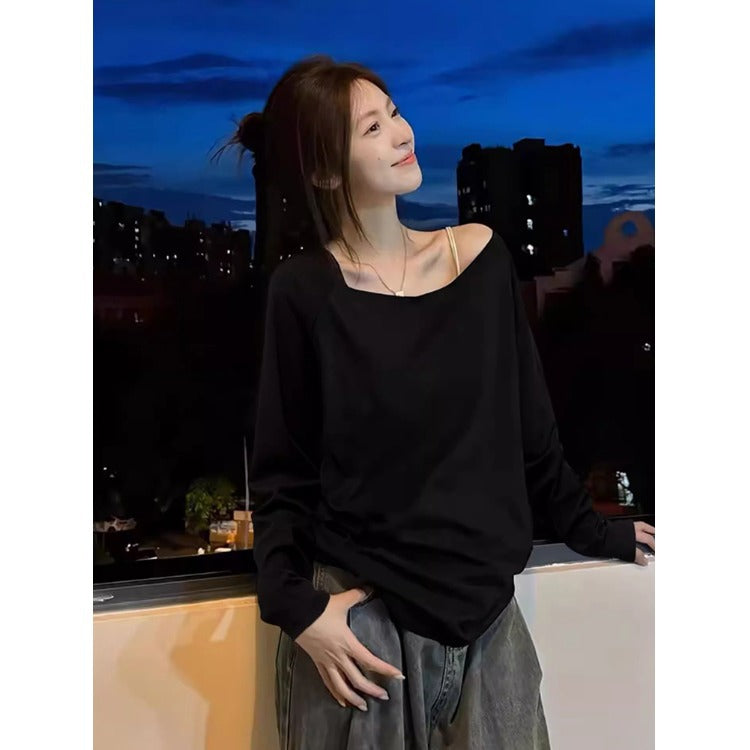 One-Shoulder Off-Shoulder Long Sleeve Top