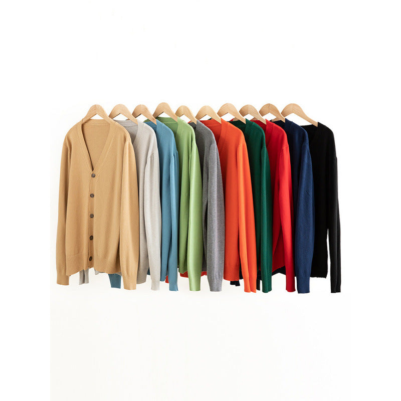 Men’s Loose V-Neck Cardigan – Autumn/Winter Knit Sweater