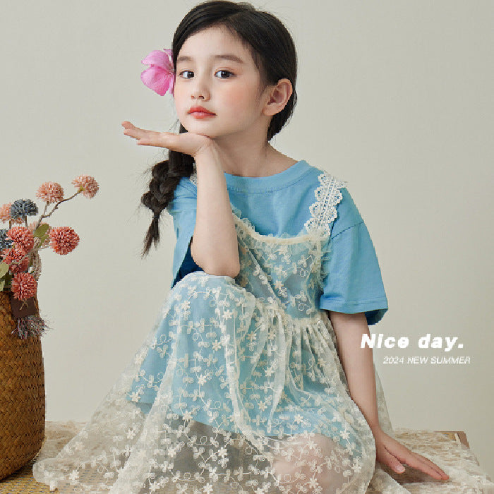 Girls Lace Princess Two-Piece Summer Dress Set – Baby & Children's Outfits – Image 6