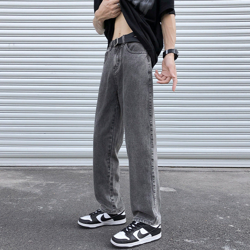 INSTOCK- Men’s Smoky Grey Loose Straight Jeans Summer Casual