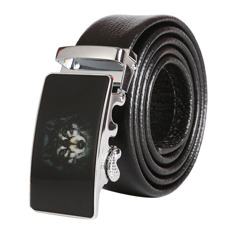 Men's Top Grain Leather Automatic Buckle Dress Belt