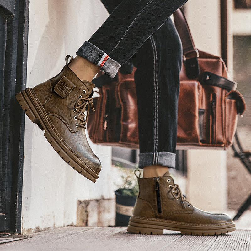 Retro Workwear Martin Boots | Plus Size Leather Outdoor