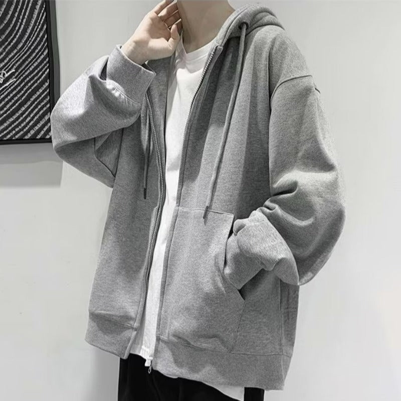 STOCK-Men’s Autumn Fleece-Lined Hoodie Cardigan Zipper Coat