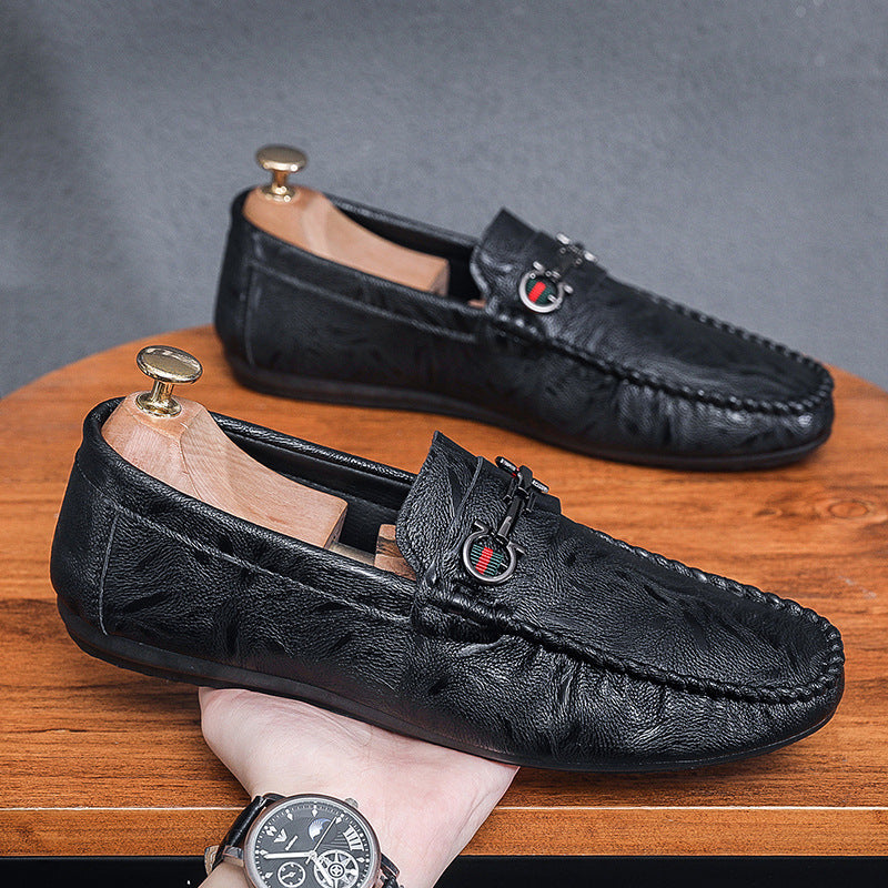 Men’s Leather Slip-On Loafers – Casual Driving Shoes