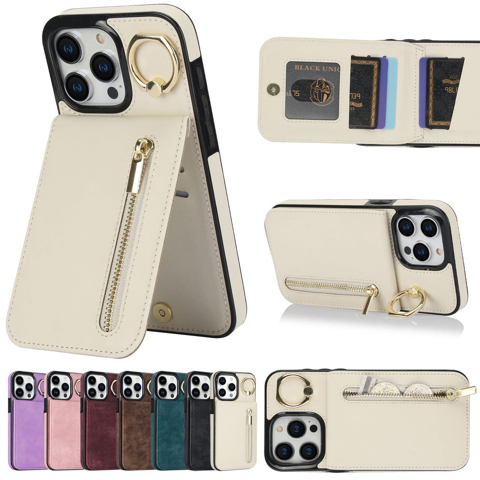 iPhone16 Pro Zipper Wallet Case – Multi-Function Leather Cover