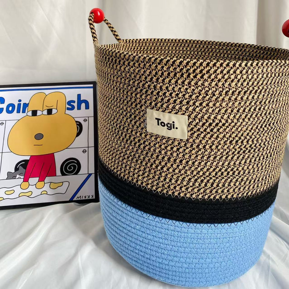 Cartoon Cotton Rope Large Dirty Clothes and Toy Storage Basket