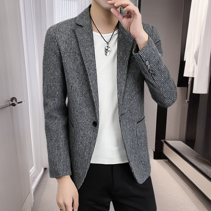 Waffled Men’s Suit Jacket – Handsome Autumn Business Style
