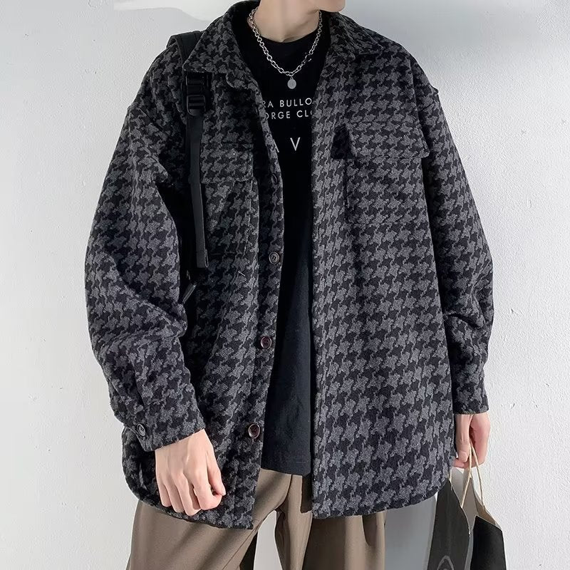 Houndstooth Men’s Overshirt Chanel Style Casual Jacket